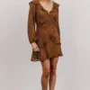 POL Maya Short Dress | Camel Leopard Print