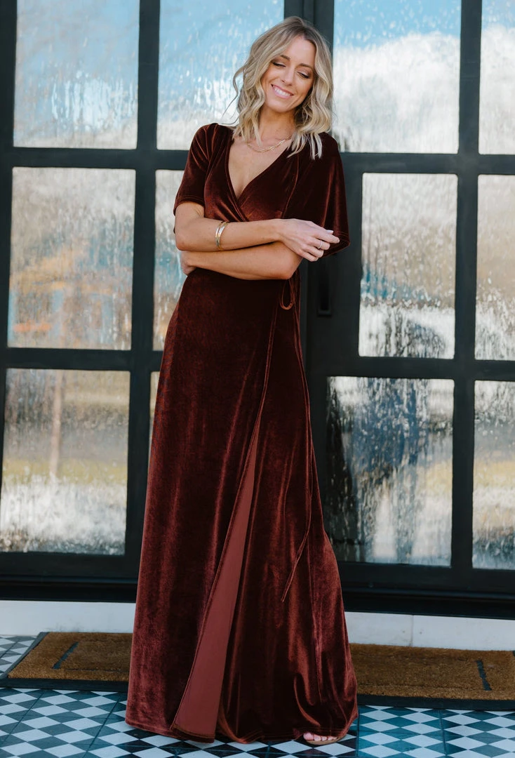 BB Custom Meghan Velvet Wrap Maxi Dress | Bronze Dresses 5 BB Custom Meghan Velvet Wrap Maxi Dress | Bronze Dresses