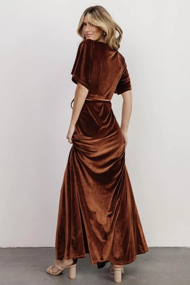 BB Custom Meghan Velvet Wrap Maxi Dress | Bronze Dresses 7 BB Custom Meghan Velvet Wrap Maxi Dress | Bronze Dresses