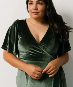 BB Custom Dresses Meghan Velvet Wrap Maxi Dress | Deep Green