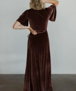 BB Custom Dresses Meghan Velvet Wrap Maxi Dress | Dusty Plum