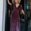 BB Custom Dresses Meghan Velvet Wrap Maxi Dress | Dusty Plum