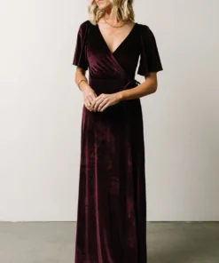 BB Custom Meghan Velvet Wrap Maxi Dress | Eggplant 21 BB Custom Meghan Velvet Wrap Maxi Dress | Eggplant