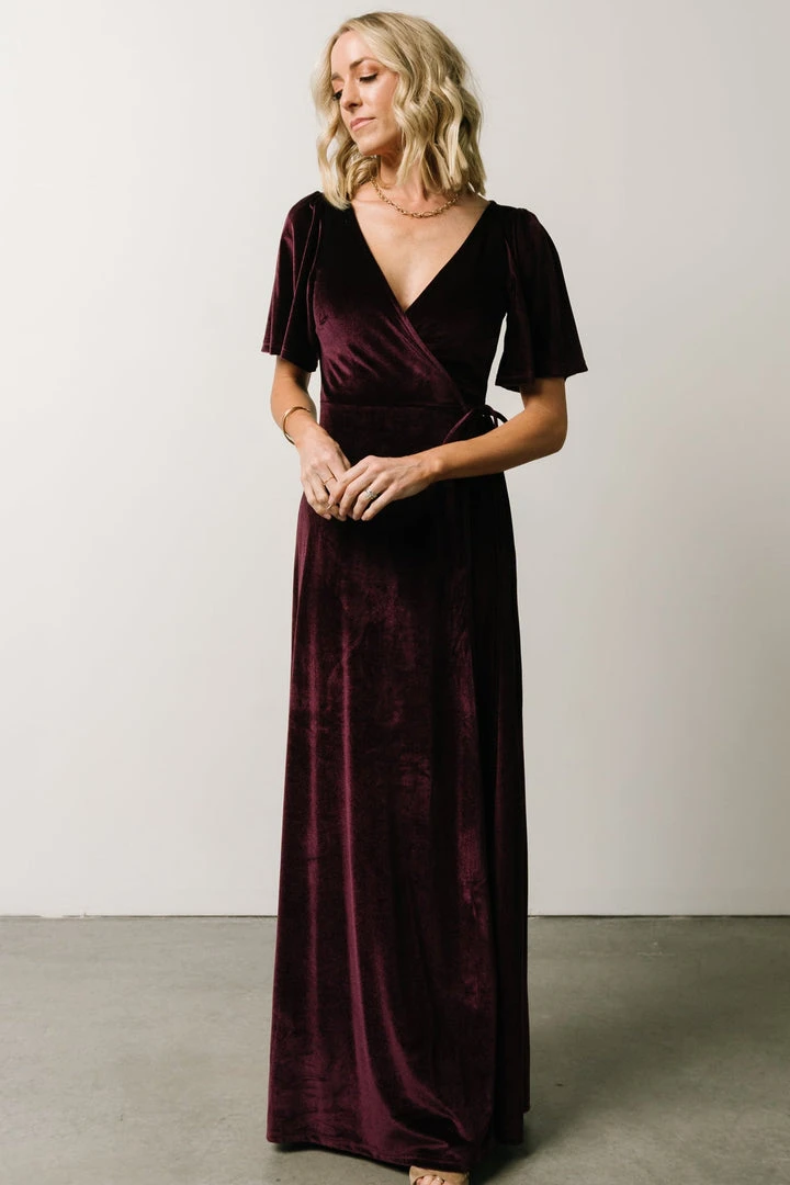 BB Custom Meghan Velvet Wrap Maxi Dress | Eggplant 8 BB Custom Meghan Velvet Wrap Maxi Dress | Eggplant
