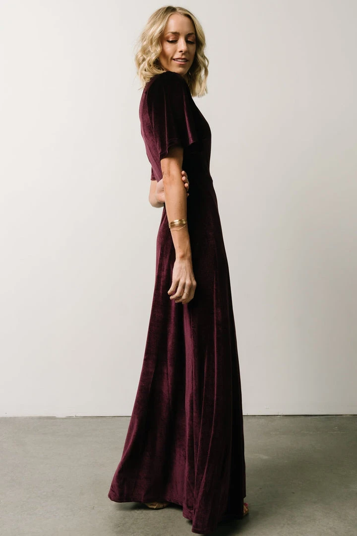 BB Custom Meghan Velvet Wrap Maxi Dress | Eggplant 5 BB Custom Meghan Velvet Wrap Maxi Dress | Eggplant