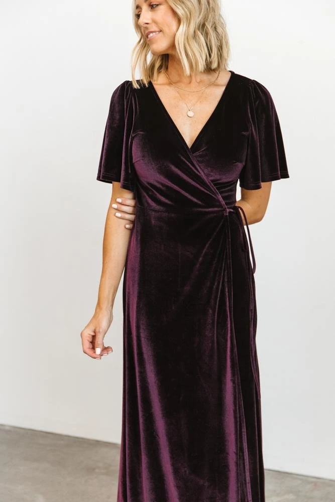 BB Custom Meghan Velvet Wrap Maxi Dress | Eggplant 10 BB Custom Meghan Velvet Wrap Maxi Dress | Eggplant
