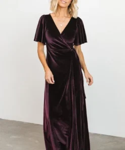 BB Custom Meghan Velvet Wrap Maxi Dress | Eggplant 22 BB Custom Meghan Velvet Wrap Maxi Dress | Eggplant