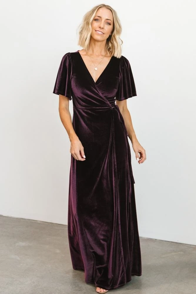 BB Custom Meghan Velvet Wrap Maxi Dress | Eggplant 9 BB Custom Meghan Velvet Wrap Maxi Dress | Eggplant