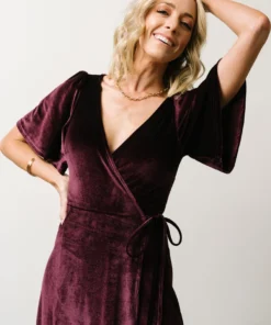 BB Custom Meghan Velvet Wrap Maxi Dress | Eggplant