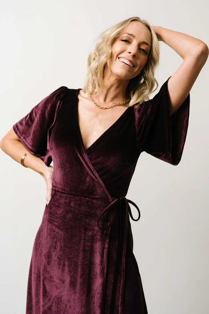 BB Custom Meghan Velvet Wrap Maxi Dress | Eggplant 2 BB Custom Meghan Velvet Wrap Maxi Dress | Eggplant