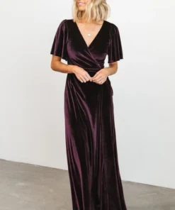 BB Custom Meghan Velvet Wrap Maxi Dress | Eggplant 24 BB Custom Meghan Velvet Wrap Maxi Dress | Eggplant