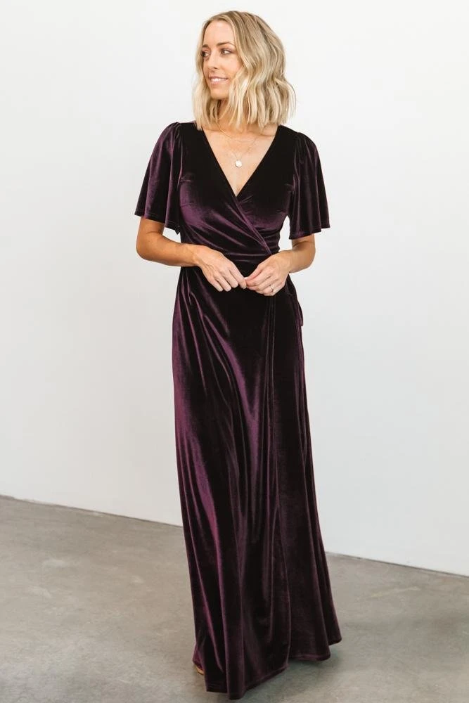 BB Custom Meghan Velvet Wrap Maxi Dress | Eggplant 11 BB Custom Meghan Velvet Wrap Maxi Dress | Eggplant