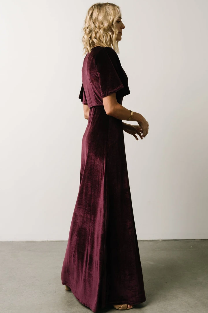 BB Custom Meghan Velvet Wrap Maxi Dress | Eggplant 4 BB Custom Meghan Velvet Wrap Maxi Dress | Eggplant