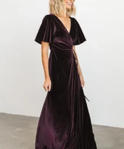 BB Custom Meghan Velvet Wrap Maxi Dress | Eggplant 25 BB Custom Meghan Velvet Wrap Maxi Dress | Eggplant