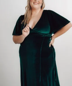 BB Custom Meghan Velvet Wrap Maxi Dress | Emerald Dresses