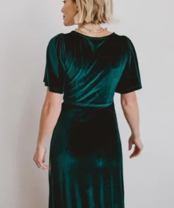 BB Custom Meghan Velvet Wrap Maxi Dress | Emerald Dresses