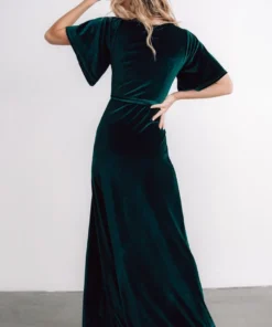 BB Custom Meghan Velvet Wrap Maxi Dress | Emerald Dresses
