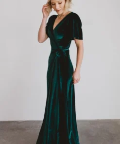 BB Custom Meghan Velvet Wrap Maxi Dress | Emerald Dresses