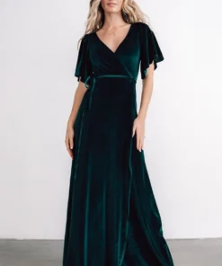 BB Custom Meghan Velvet Wrap Maxi Dress | Emerald Dresses