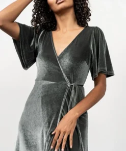 BB Custom Meghan Velvet Wrap Maxi Dress | Eucalyptus Dresses