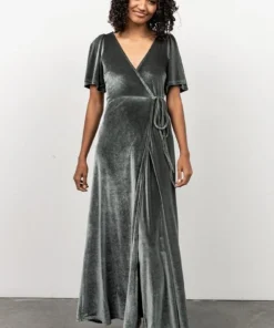 BB Custom Meghan Velvet Wrap Maxi Dress | Eucalyptus Dresses