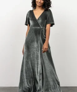 BB Custom Meghan Velvet Wrap Maxi Dress | Eucalyptus Dresses