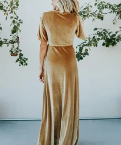 BB Custom Meghan Velvet Wrap Maxi Dress | Gold 19 BB Custom Meghan Velvet Wrap Maxi Dress | Gold