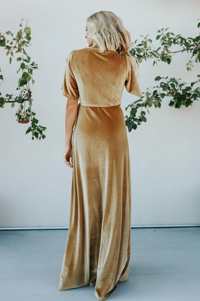 BB Custom Meghan Velvet Wrap Maxi Dress | Gold 9 BB Custom Meghan Velvet Wrap Maxi Dress | Gold