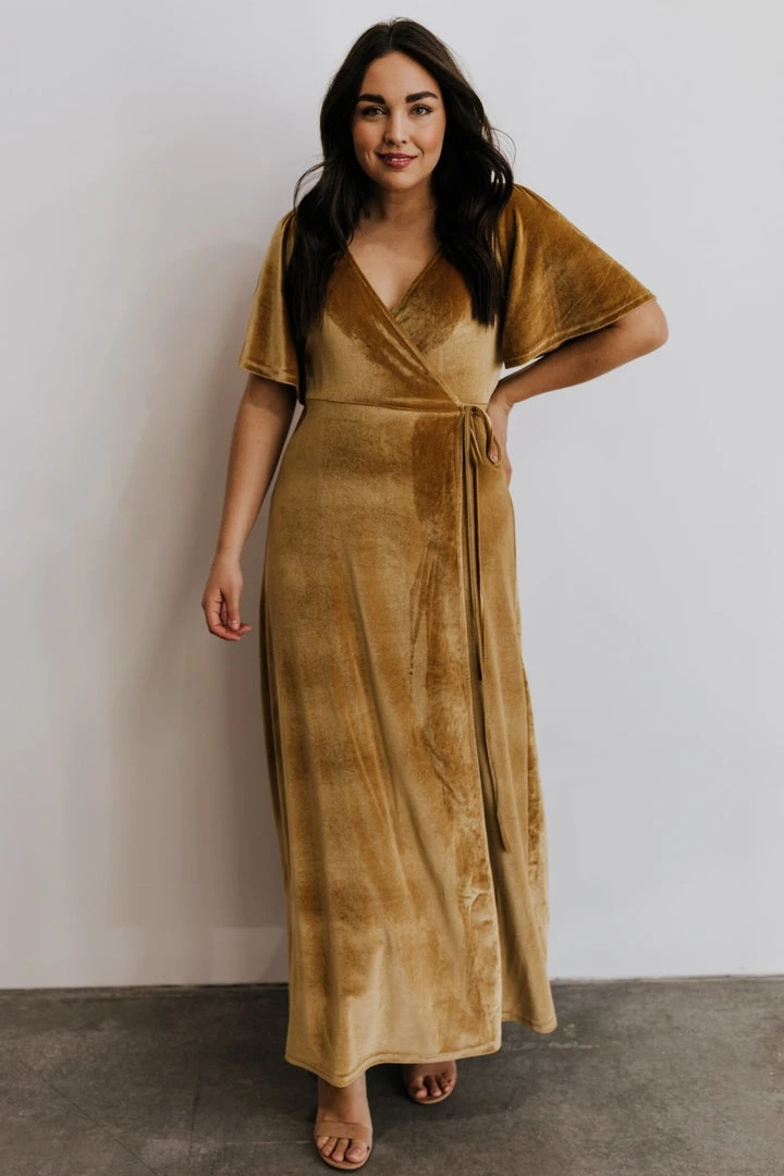 BB Custom Meghan Velvet Wrap Maxi Dress | Gold 3 BB Custom Meghan Velvet Wrap Maxi Dress | Gold