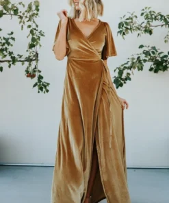 BB Custom Meghan Velvet Wrap Maxi Dress | Gold 17 BB Custom Meghan Velvet Wrap Maxi Dress | Gold