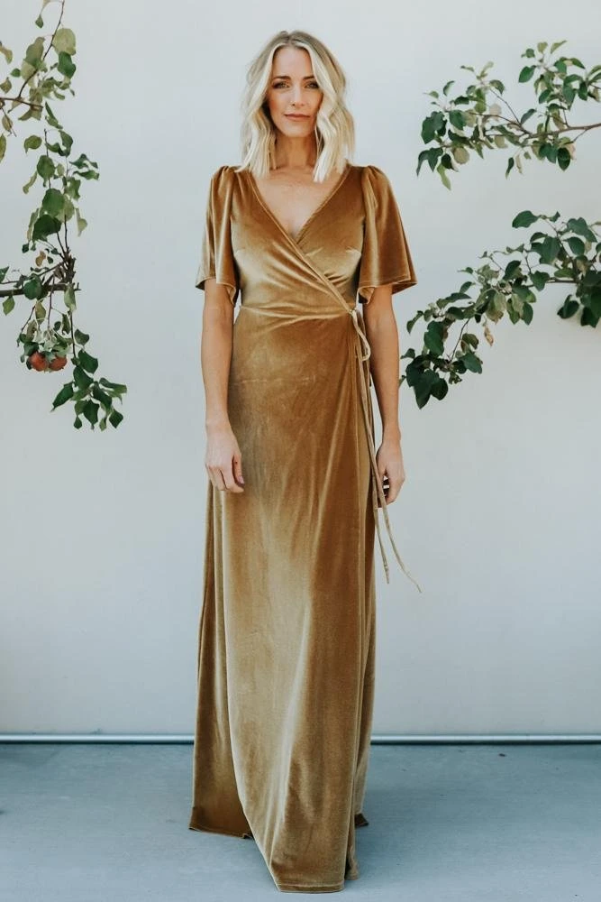 BB Custom Meghan Velvet Wrap Maxi Dress | Gold 11 BB Custom Meghan Velvet Wrap Maxi Dress | Gold