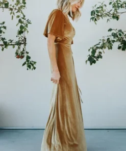 BB Custom Meghan Velvet Wrap Maxi Dress | Gold 20 BB Custom Meghan Velvet Wrap Maxi Dress | Gold