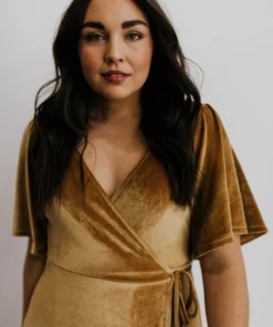 BB Custom Meghan Velvet Wrap Maxi Dress | Gold 16 BB Custom Meghan Velvet Wrap Maxi Dress | Gold