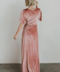 BB Custom Meghan Velvet Wrap Maxi Dress | Mauve Dresses