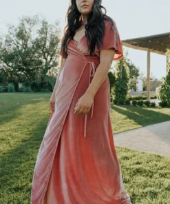 BB Custom Meghan Velvet Wrap Maxi Dress | Mauve Dresses