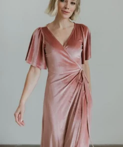 BB Custom Meghan Velvet Wrap Maxi Dress | Mauve Dresses