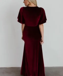BB Custom Dresses Meghan Velvet Wrap Maxi Dress | Mulberry 33 BB Custom Dresses Meghan Velvet Wrap Maxi Dress | Mulberry