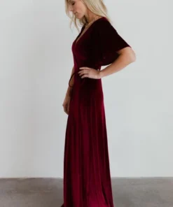 BB Custom Dresses Meghan Velvet Wrap Maxi Dress | Mulberry 26 BB Custom Dresses Meghan Velvet Wrap Maxi Dress | Mulberry