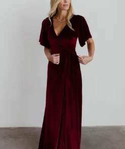 BB Custom Dresses Meghan Velvet Wrap Maxi Dress | Mulberry 28 BB Custom Dresses Meghan Velvet Wrap Maxi Dress | Mulberry