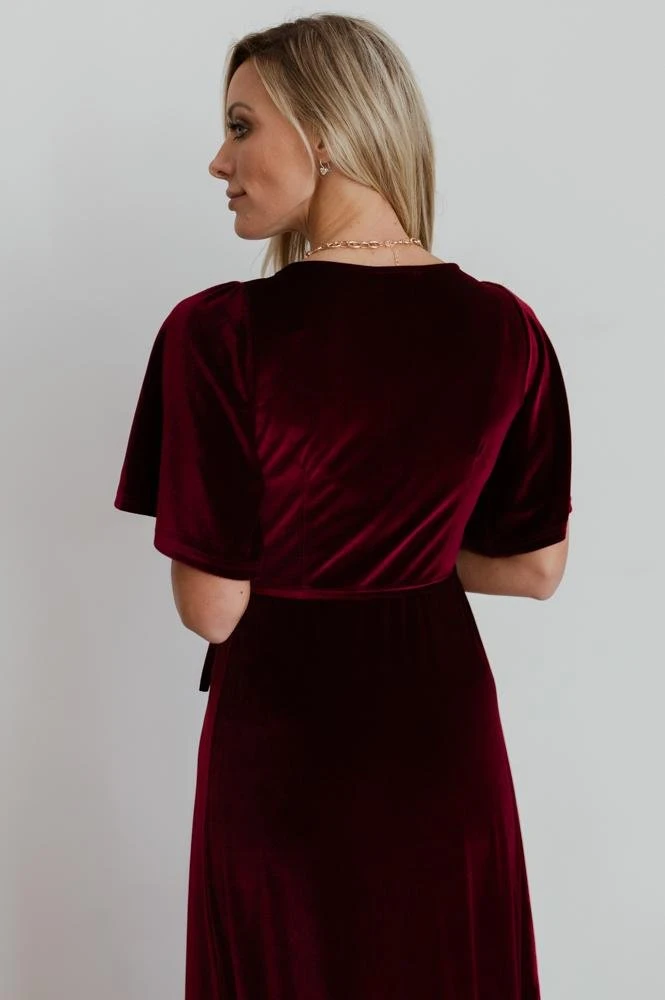 BB Custom Dresses Meghan Velvet Wrap Maxi Dress | Mulberry 16 BB Custom Dresses Meghan Velvet Wrap Maxi Dress | Mulberry