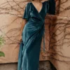 BB Custom Meghan Velvet Wrap Maxi Dress | Persian Blue