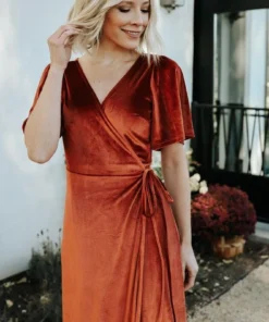 BB Custom Meghan Velvet Wrap Maxi Dress | Rust 19 BB Custom Meghan Velvet Wrap Maxi Dress | Rust