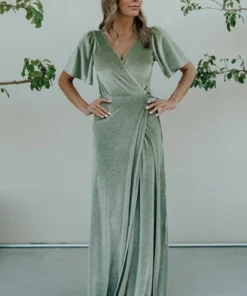 BB Custom Meghan Velvet Wrap Maxi Dress | Sage Dresses