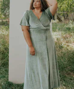BB Custom Meghan Velvet Wrap Maxi Dress | Sage Dresses
