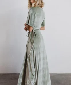 BB Custom Meghan Velvet Wrap Maxi Dress | Sage Dresses
