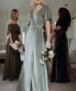 BB Custom Meghan Velvet Wrap Maxi Dress | Sage Dresses