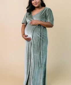 BB Custom Meghan Velvet Wrap Maxi Dress | Sage Dresses