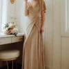 BB Custom Dresses Meghan Velvet Wrap Maxi Dress | Shell