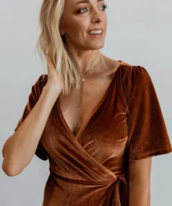 BB Custom Dresses Meghan Velvet Wrap Maxi Dress | Spice