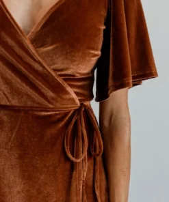 BB Custom Dresses Meghan Velvet Wrap Maxi Dress | Spice